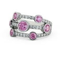 thumbnail image 2 of 2.00 Ct Round Cut Natural Diamond Pink Sapphire Beautiful Eternity Band for Ladies 14K White Gold Size 4, 2 of 7