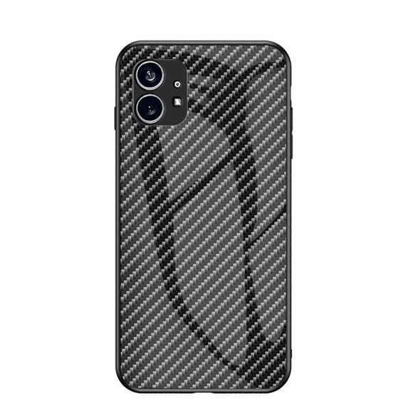 SaniMore Cover Compatible with Nothing Phone (1) 6.55" 2022, Rugged Carbon Fiber Glass Backplane Shockproof TPU Bumper Luxury Eye-catching Anti-drop Heavy Duty Protective Case, Black