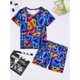 thumbnail image 3 of QEFJNO 3-12Y Kids Boys Pajamas Set 2 PCS Short Sleeve Top and Shorts Pants for Toddler Boys Gamer Pjs Summer, 3 of 8