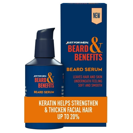 Just For Men Beard & Benefits Beard Serum, to Thicken, Strengthen & Soften Facial Hair - 2oz