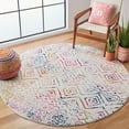 thumbnail image 3 of SAFAVIEH Tulum Merletta Moroccan Geometric Area Rug, 3' x 3' Round, Ivory/Fuchsia, 3 of 8