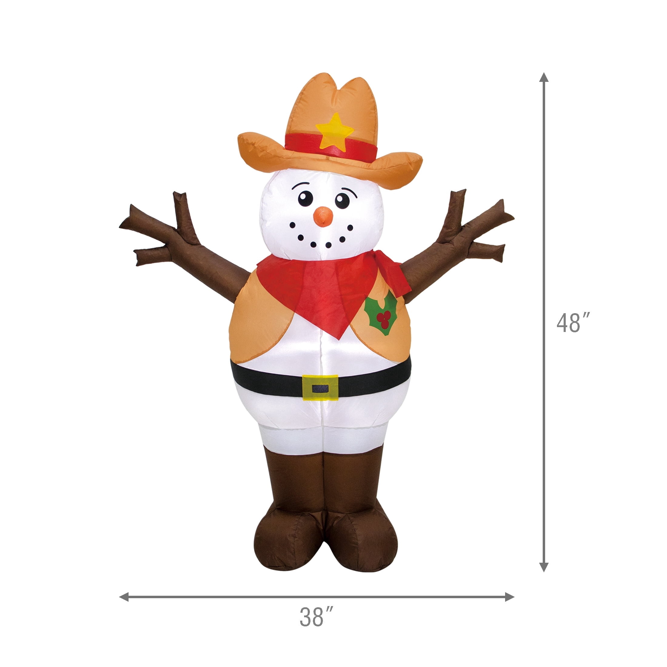 Multicolor Sheriff Snowman Christmas Airblown Yard Inflatable, 4', by Holiday Time