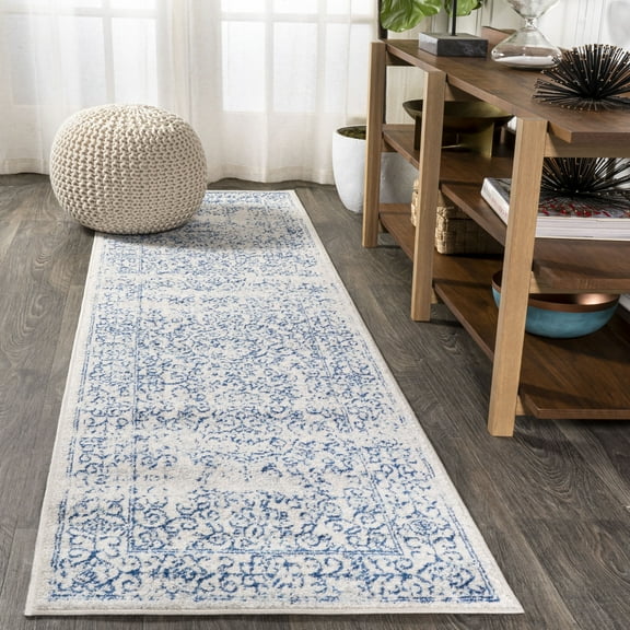 JONATHAN Y BOHEMIAN FLAIR 2 x 8 Runner Rug, Ferro Filigree - Cream/Blue, BMF108A-28