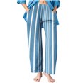 thumbnail image 6 of ShomPort Pants for Girls Unisex Stripe Pattern Wide Leg Elasticband Comfort Lightweight Kids Clothes Running Hiking Pockets Trousers, 6 of 8