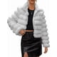 thumbnail image 3 of Chaqueta de Piel Sintética para Mujer, Abrigo Corto Abullonado de Larga, Abrigo Cálido de Invierno. Gris M, 3 of 8