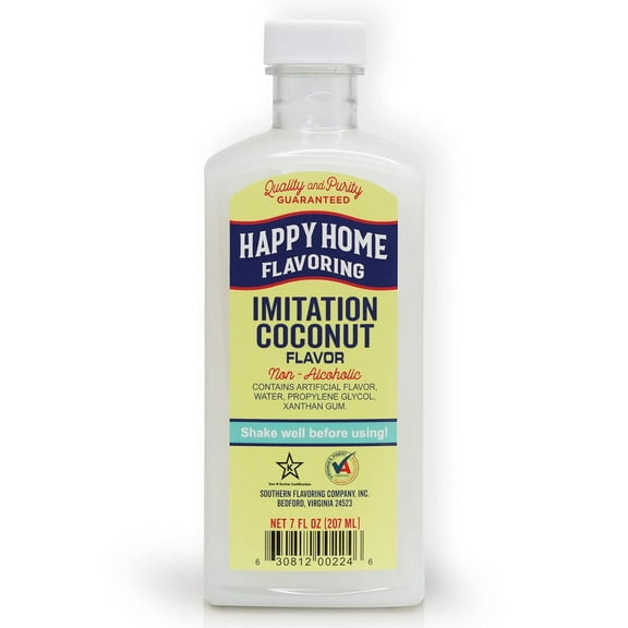 Happy Home Imitation Coconut Flavoring, Non-Alcoholic, Certified Kosher, 7 fl oz