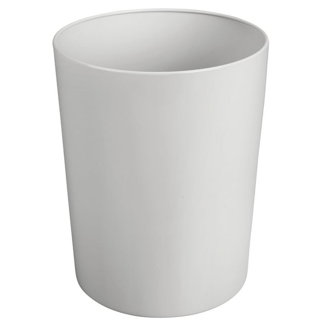 Bote de basura mDesign redondo de metal, 6,4 L, reciclado, gris claro, inoxidable
