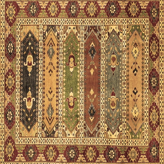 Ahgly Company Indoor Square Abstract Brown Modern Area Rugs, 4' Square