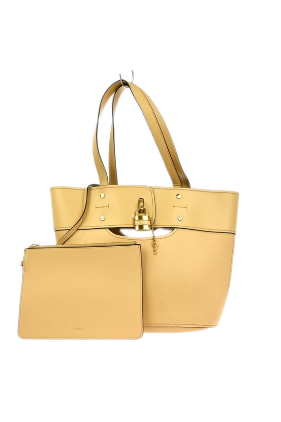 Pre-Owned Chloe Aby Tote Leather Beige Leather Tote Bag Bag