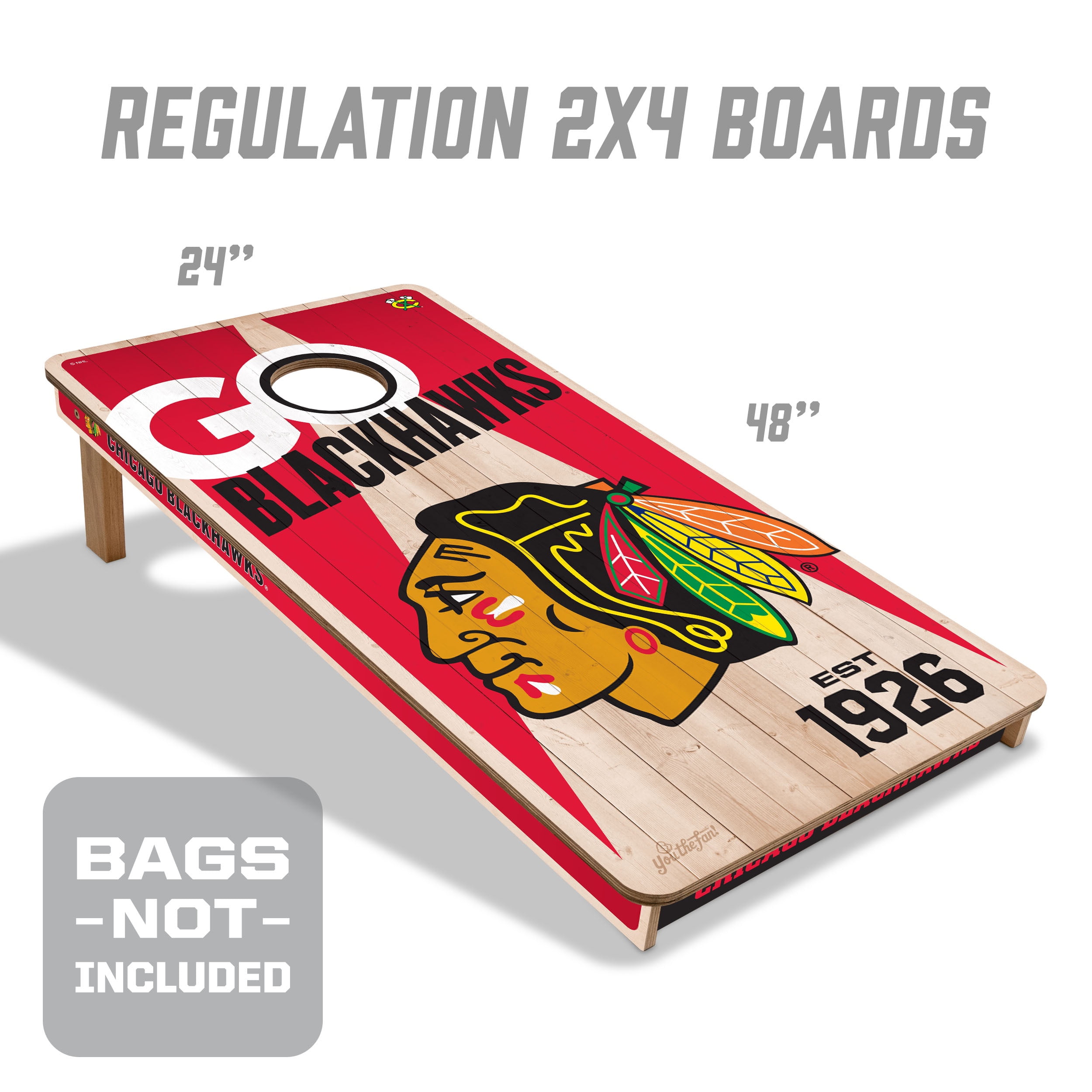 YouTheFan NHLChicago Blackhawks 2' x 4' Cornhole Game No Bags