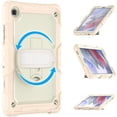 thumbnail image 2 of Case for Samsung Galaxy Tab A7 Lite 2021 8.7 inch with Screen Protector, 360 Degree Rotating Kickstand Hand Strap Heavy Duty Shockproof Cover with Shoulder Strap, Cream Rose Gold, 2 of 7