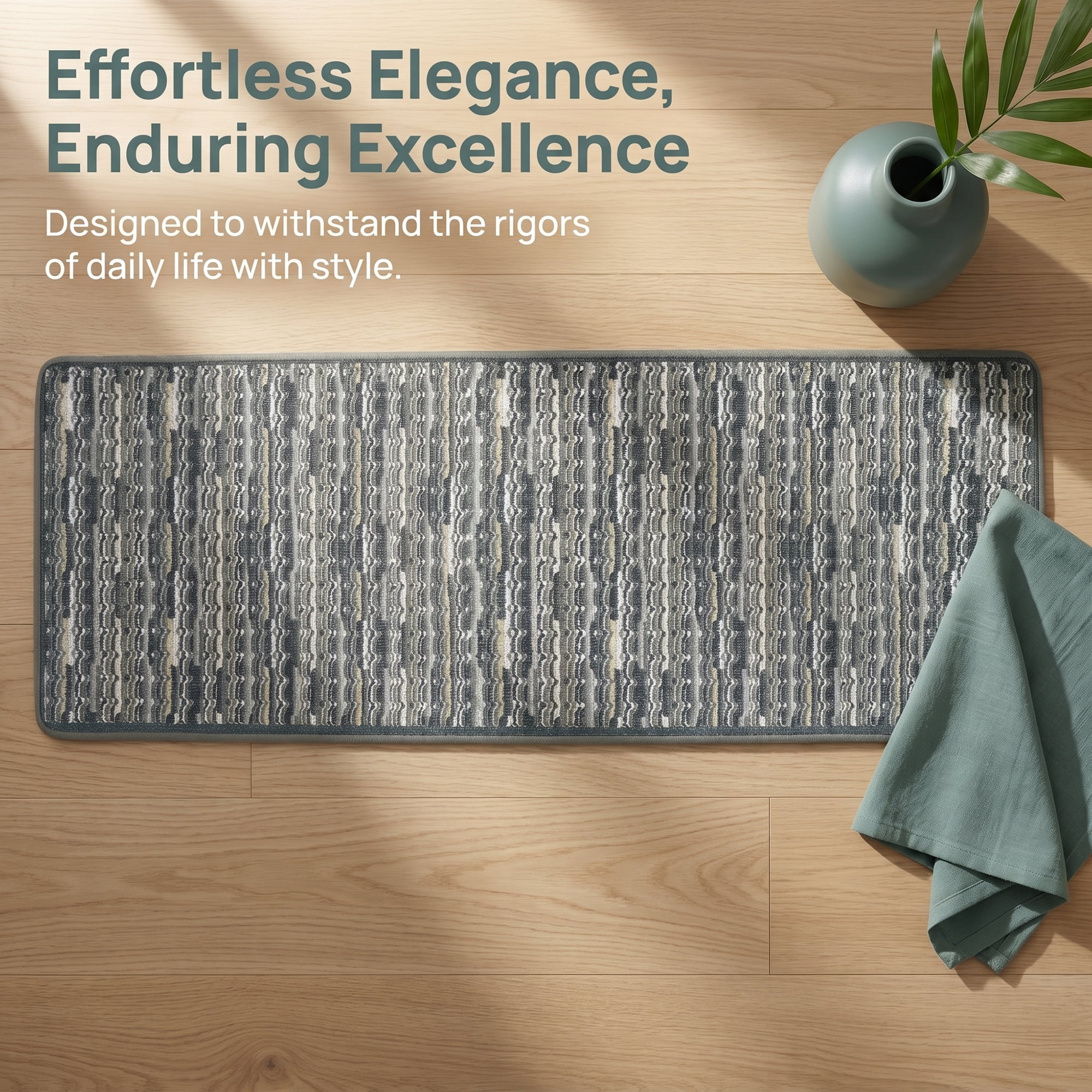 Kitchen Rugs Non-Slip Rubber Backing Mats for Floor Oil Absorbent Runner Grey 47" x 18"