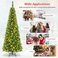 thumbnail image 6 of Pre-lit Christmas Tree, 6.5FT Pencil Artificial Xmas Tree with 708 Branch Tips, 250 LED Lights, Folding Metal Stand, Green, 6 of 7