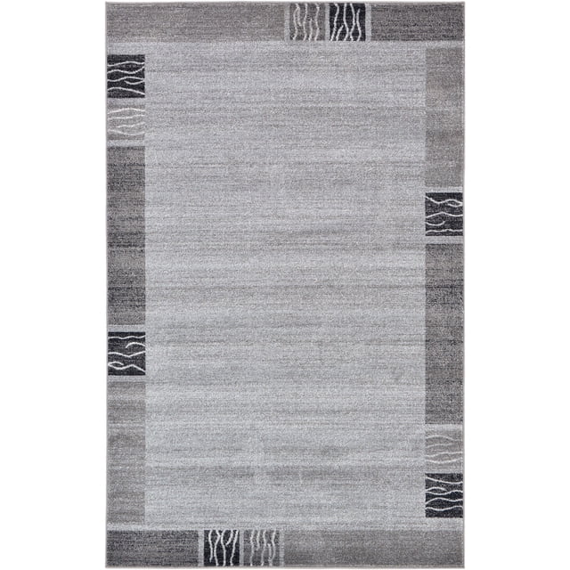 Unique Loom Tapis de Transition Contemporain Del Mar Collection, 5' x 8', Gris Clair/beige