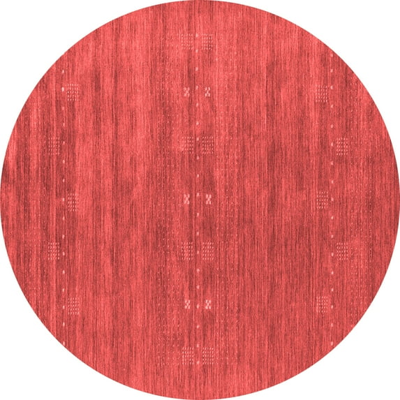 Ahgly Company Indoor Round Abstract Red Contemporary Area Rugs, 8' Round