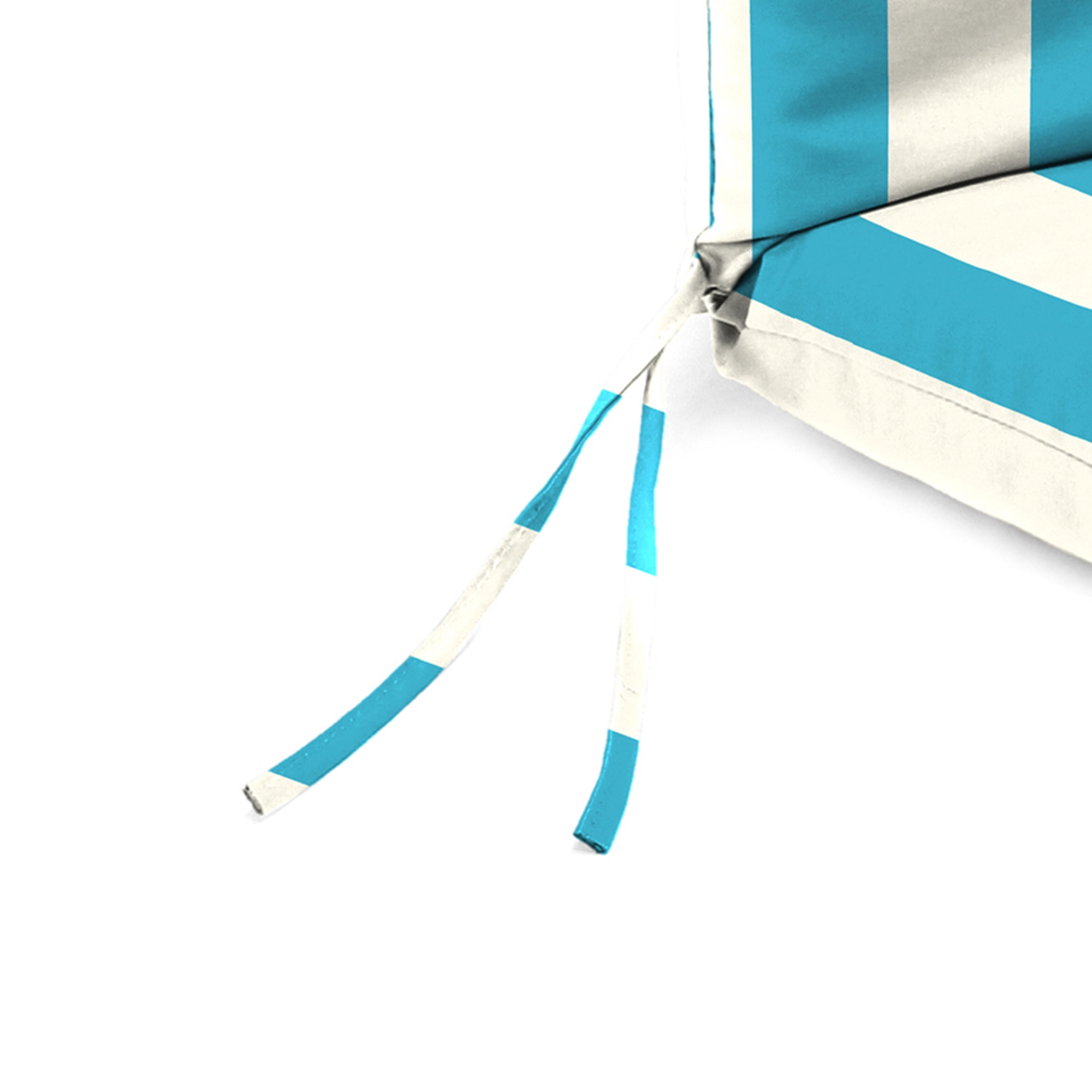 Jordan Manufacturing 44" x 21" Cabana Turquoise Stripe Rectangular Outdoor Chair Cushion with Ties and Hanger Loop