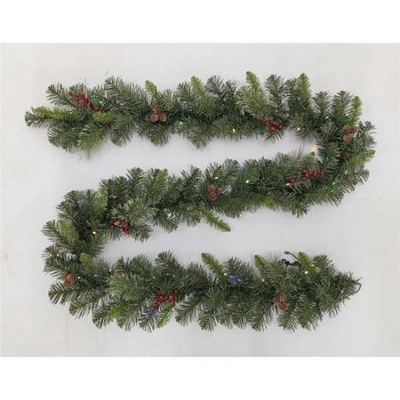 Celebrations 9096880 12 in. x 9 ft. LED Prelit Mixed Pine Color Changing Battery Operated Garland – Pack of 4