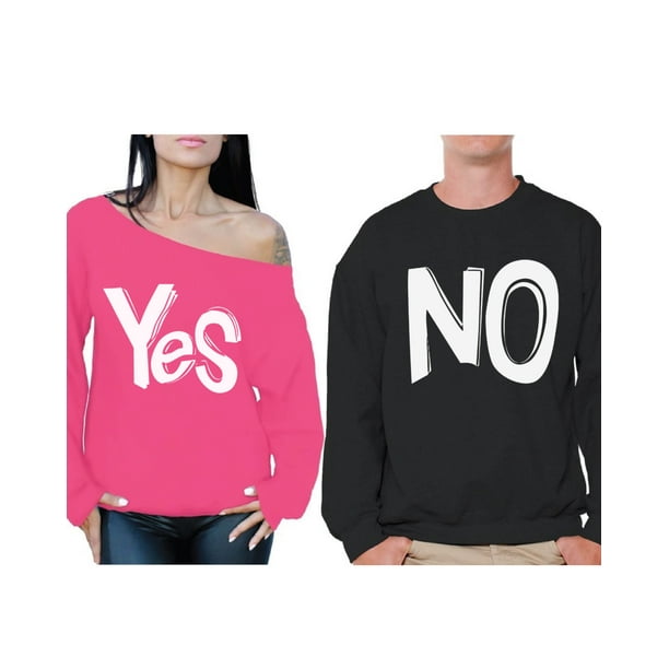 Awkward Styles Awkward Styles Couple Sweatshirts Yes No Matching Couple Sweaters Valentines Day Gift Ideas For Couples Boyfriend Sweatshirt Girlfriend Off The Shoulder Sweatshirt Funny Engagement Couples Sweatshirts Walmart Com