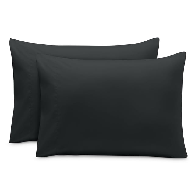Juego de Fundas de Almohada Bare Home Cierre Tipo Sobre Colección Premium 1800 Color Negro Tamaño King 20 x 36 2 Unidades