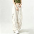 thumbnail image 5 of MexChoioe Womens Elastic Waist Drawstring Wide Leg Cargo Pants Adjustable Cuff Multi Pocket Outdoor Cargo Trousers, 5 of 6