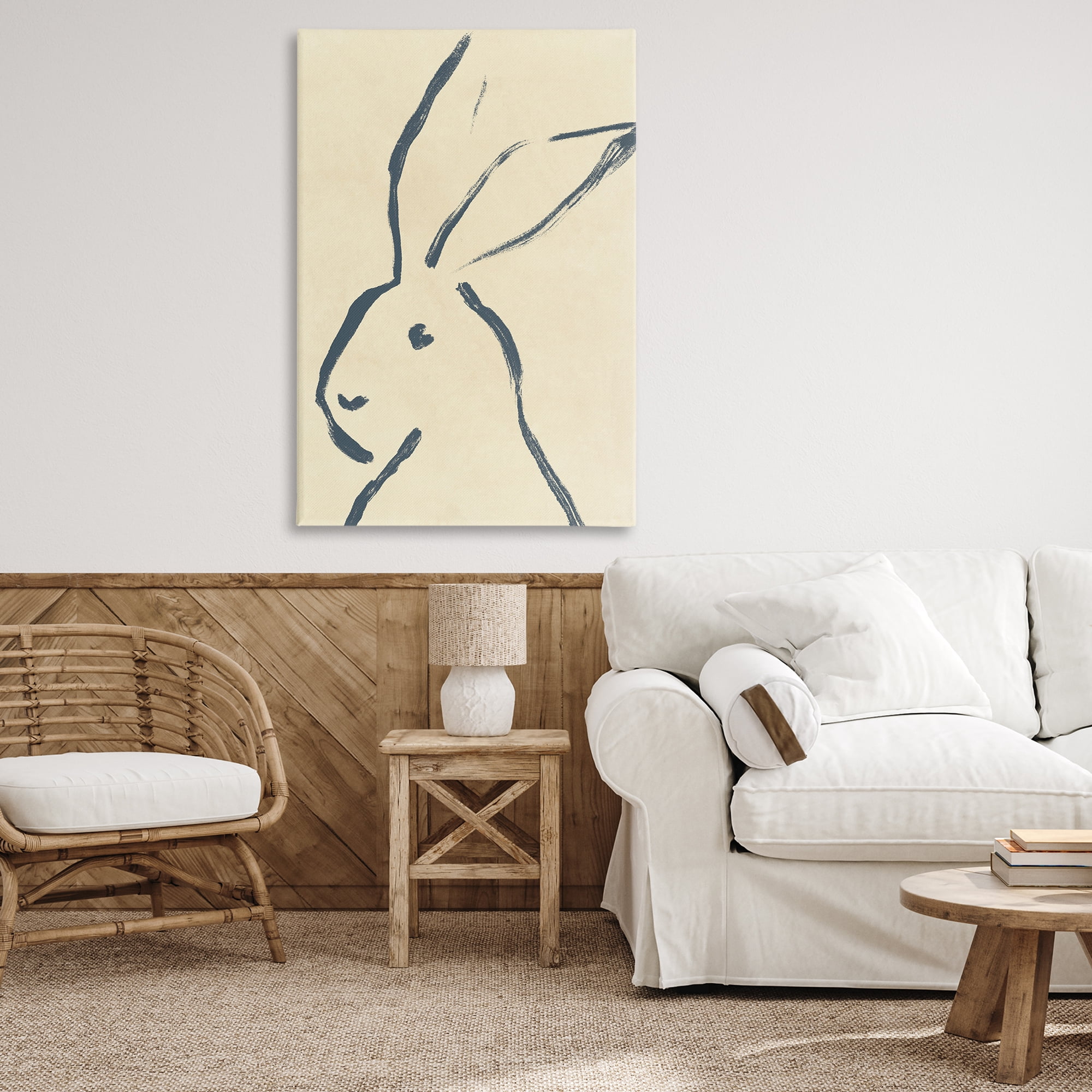 Stupell Industries Minimal Brushed Rabbit Animals & Insects Drawing Gallery Wrapped Canvas Art Print Wall Art, 30 x 45