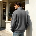 thumbnail image 7 of Cold Weather Sweatshirts for Men Quarter Zip Pullover Workout Half Zip Long Sleeve Fall Polo Sweaters Gray M, 7 of 7