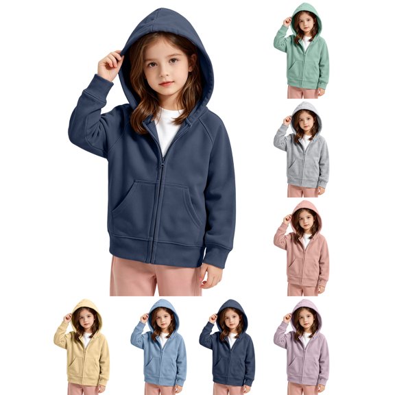Sevevn Kids Girls Zip Up Hoodie Jacket Long Sleeve Raglan Sleeve Loose Fit Hooded Sweatshirt with Pocket Casual Outerwear