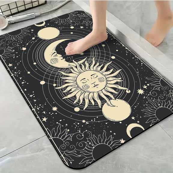1pc Celestial Sun Moon Bathroom Rug Bathroom Decor and Accessories- Durable,Anti Slip,And Quick Drying,Suitable For Indoor/outdoor Use - Perfect For Bathrooms,Bedrooms,Kitchens