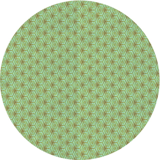 Ahgly Company Machine Washable Indoor Round Transitional Green Onion Green Area Rugs, 7' Round