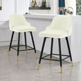 thumbnail image 2 of Swivel Bar Stool with Low Back Set of 2, 26 Inch Counter Bar Height Stool Velvet Upholstered Armless Heavy Duty Bar Chair for Kitchen Island Dining Room, White, 2 of 9