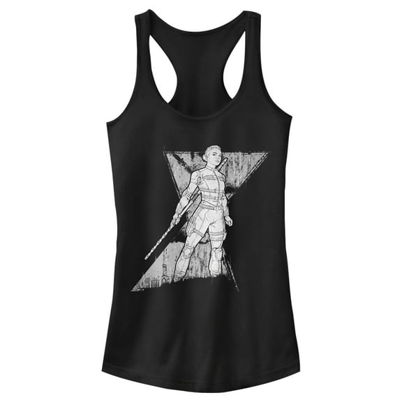 Junior's Marvel Black Widow Yelena Grunge  Racerback Tank Top Black X Large