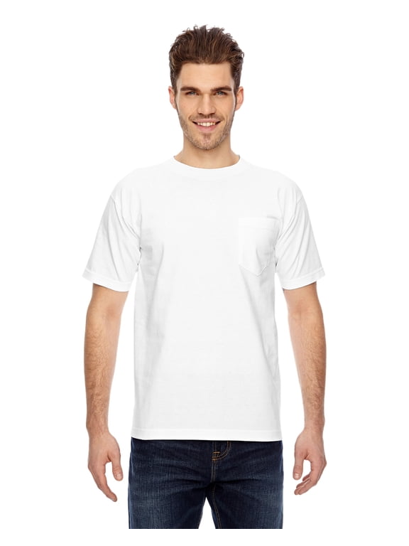 BA7100 Bayside Adult 6.1 oz., 100% Cotton Pocket T-Shirt, WHITE, XL, Pack Of 3, Mens T-Shirts