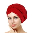 thumbnail image 3 of Women Turban Pre-Tied Bonnet Braid Turban African Head Wrap for Women Small Solid Color Soft Knotted Night Sleep Beanie Bonnet Chemo Hat Cover,Red, 3 of 3