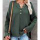 thumbnail image 2 of Suéter de punto de manga larga con cuello en V y botones, cárdigan con abertura lateral, suéter informal para mujer, verde M, 2 of 5