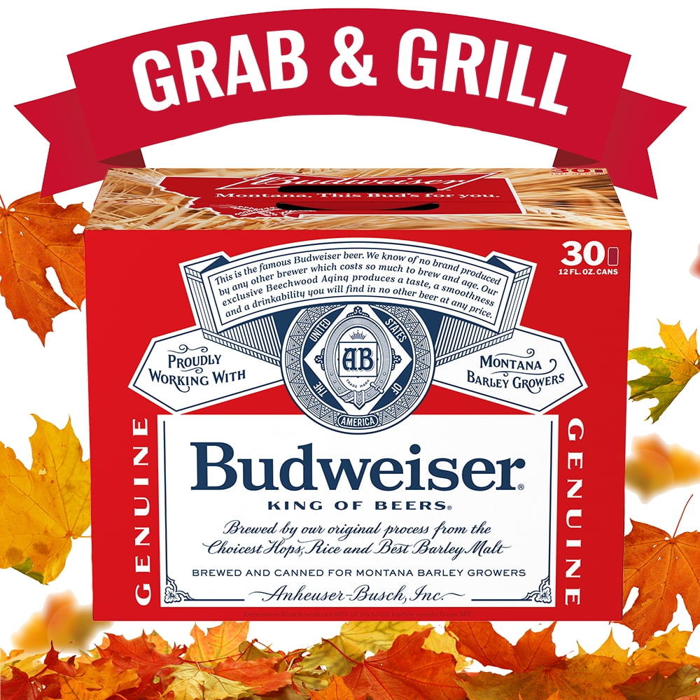 Budweiser Beer, 30 Pack Beer, 12 FL OZ Cans, 5 ABV