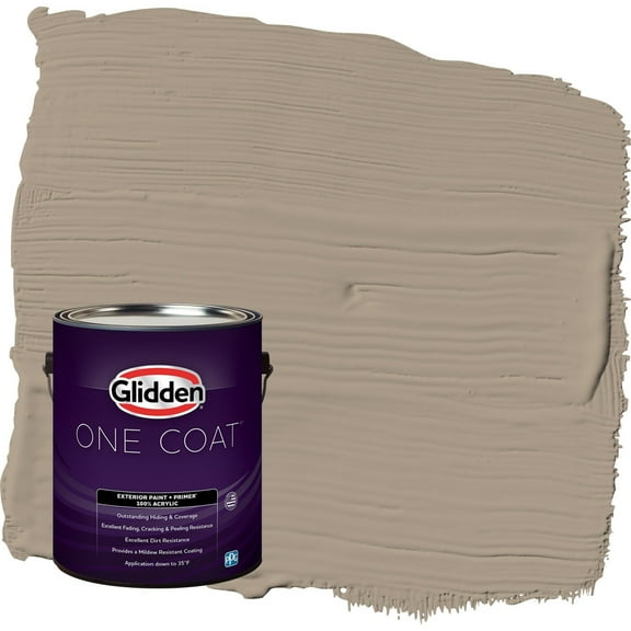 Glidden One Coat Diversion / Gray Satin Exterior Paint with Primer, 1 Gallon