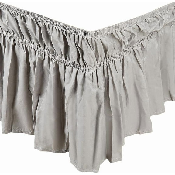 Bedding Queen Bed Skirt 15" Drop Wrap Around Bed Skirts Ruffles for Queen Beds Adjustable Easy Fit Wrinkle & Fade Resistant Machine Washable for Queen King C-King Size Beds Silver Grey
