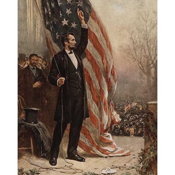 Abraham Lincoln With American Flag Painting - 20x30 Inch Laminated Poster - Stunning Detail and Bold Colors
