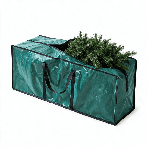 Kdkad Christmas Tree Bag, 39 In Large Storage Bag with Reinforced Handles & Two Zippers for Xmas Trees and Decorations, Heavy Duty Extra Large Moving Bags for Storage Container Space Saving (Green)
