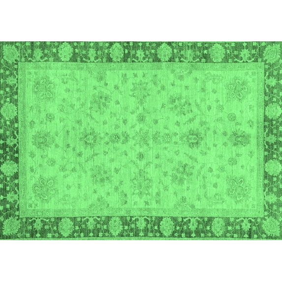 Ahgly Company Indoor Rectangle Oriental Emerald Green Traditional Area Rugs, 6' x 9'