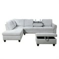 thumbnail image 6 of PonLiving Sectional Sofa, 97.5" Grey White Flannel 2 Piece Living Room Linen Couch , Cup Holder, Left Facing Chaise, 6 of 7