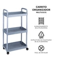 thumbnail image 2 of Carrito Auxiliar Organizador Almacenamiento Multiusos Con 3 Niveles, 2 of 6