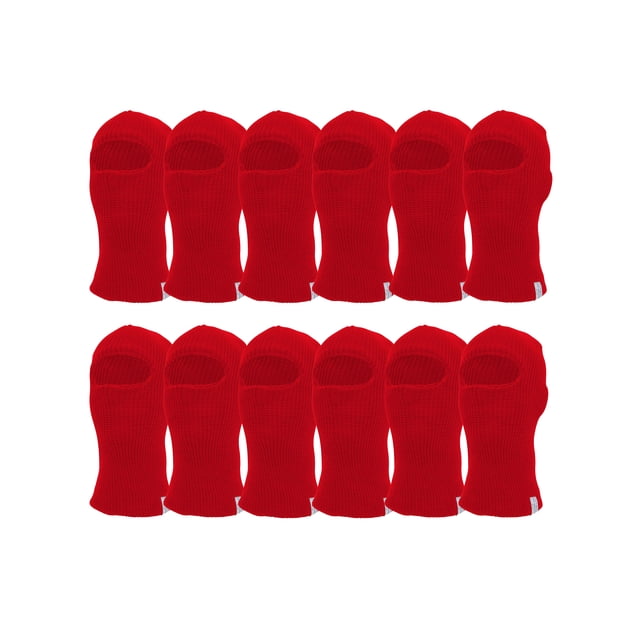 TopHeadwear 12 Pack Face Ski Mask 1 Hole Balaclava, Red