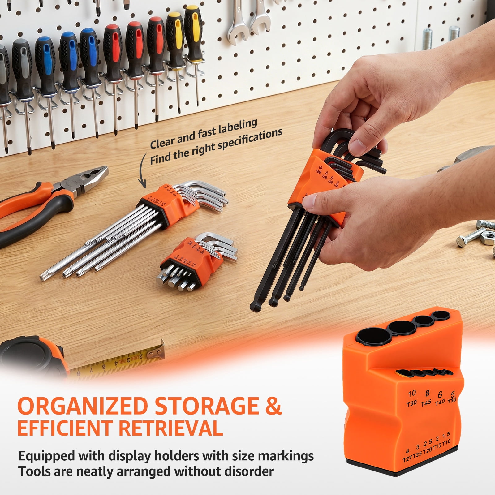 9Pcs Hex Key Set Portable Long Ball End Hex Wrench Torx Key Set Practical Multi Size Allen Wrench for Bicycle Motorcycle Scooter Repair
