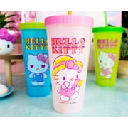 Sanrio Hello Kitty Garden Doodle Color-Changing Plastic Tumbler Cups | Set of 4