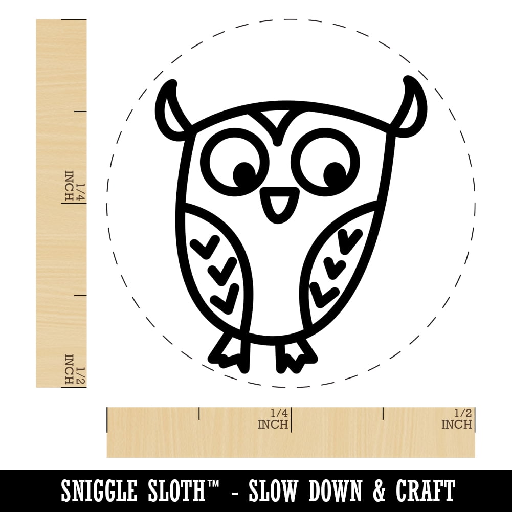 Wary Owl Self-Inking Rubber Stamp Ink Stamper - Black Ink - Mini 1/2 Inch