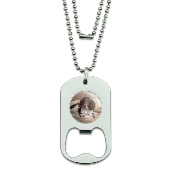 Springer Spaniel Puppy Dog Basket Bed Military Dog Tag Bottle Opener Pendant