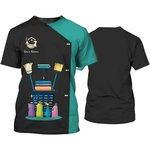 Personalized Name Housekeeping Shirt 3D All Over Print, Cleaning Service Tshirt, Gifts for Housekeeper Men and Women (S)