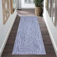 thumbnail image 2 of GlowSol 2' x 6' Runner Rug Modern Braided Print Rugs Non-Slip Low Pile Bedroom Runner Rug Washable Floor Mat for Kitchen Hallway, Light Blue, 2 of 7