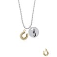 thumbnail image 2 of Delight Jewelry Beaded Clear Goldtone Crystal Horseshoe with Good Luck Silvertone Script Initial Disc - J - Charm Necklace, 20"+3", 2 of 4